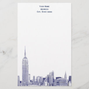 Papelería Esquina Art Deco Navy Blue NYC Skyline Etch 01 Sta