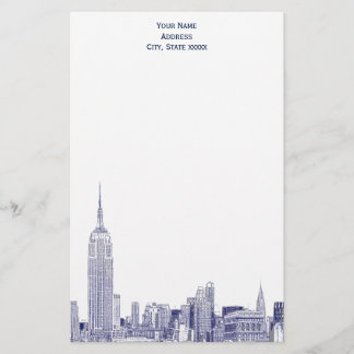 Papelería Esquina Art Deco Navy Blue NYC Skyline Etch 01 Sta