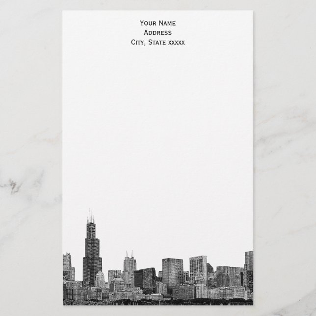 Papelería Esquina De Chicago Etched 01 Stationery (Anverso)