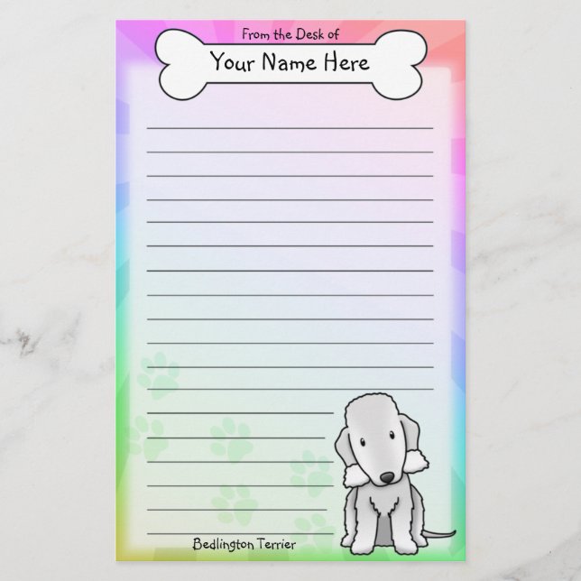 Papelería Estación de Kawaii Bedlington Terrier (Anverso)