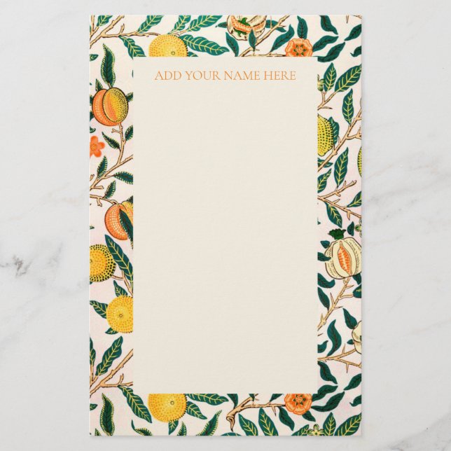 PAPELERÍA ESTACIÓN DE PATRÓN "POMEGRANADA" DE WILLIAM MORRIS (Anverso)