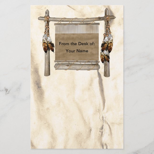 Papelería Estacion Nativa Americana de Tejido Personalizado (Anverso)