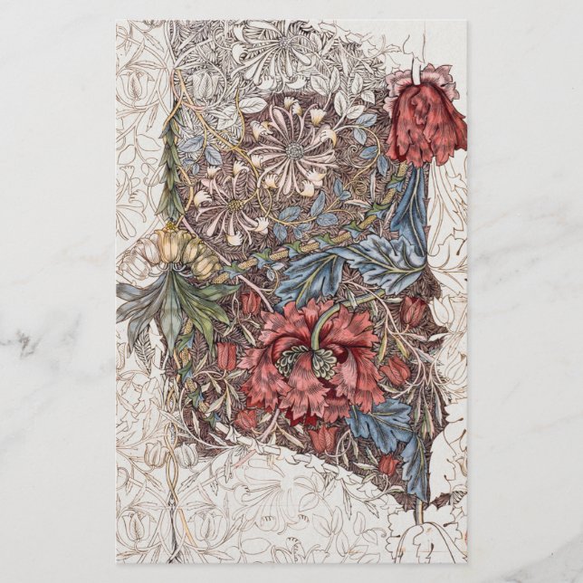 PAPELERÍA ESTACIÓN : WILLIAM MORRIS : HONEYSUCKLE +TULIP (Anverso)