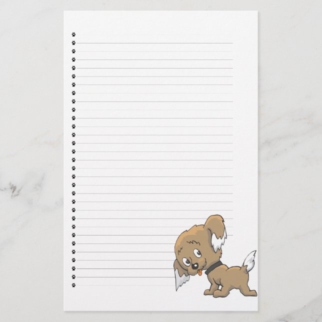 Papelería Estacionamiento Adorable De Cachorro De Cachorro (Anverso)
