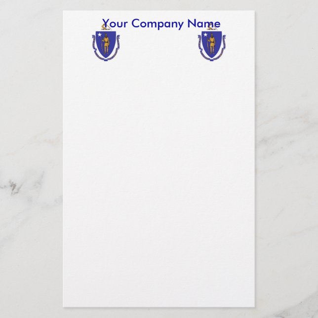 Papelería Estacionamiento con bandera de Massachusetts (Anverso)