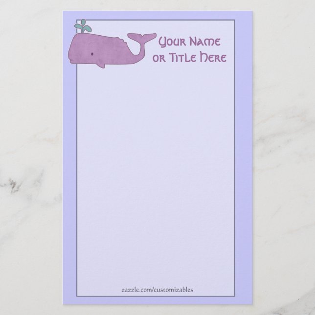 Papelería Estacionamiento de ballena morada (Anverso)