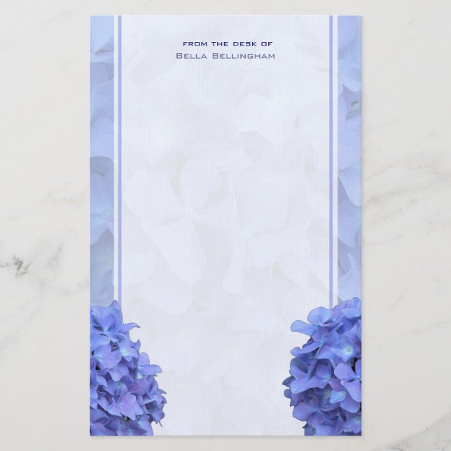 Papelería Estacionamiento de Blue Hydrangeas (Anverso)