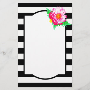 Papelería Estacionamiento de color de agua rosado Peony negr