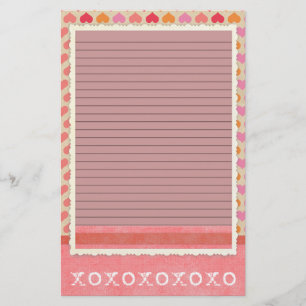 Papelería Estacionamiento de corazón rojo y rosa - líneas op