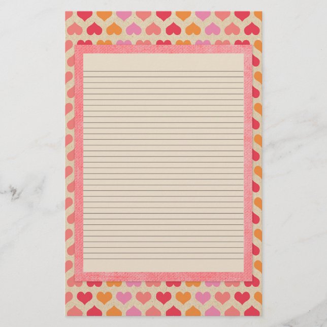 Papelería Estacionamiento de corazón rojo y rosa - líneas op (Anverso)