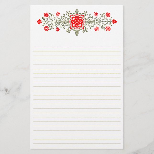 Papelería Estacionamiento de estilo floral rojo y dorado (Anverso)