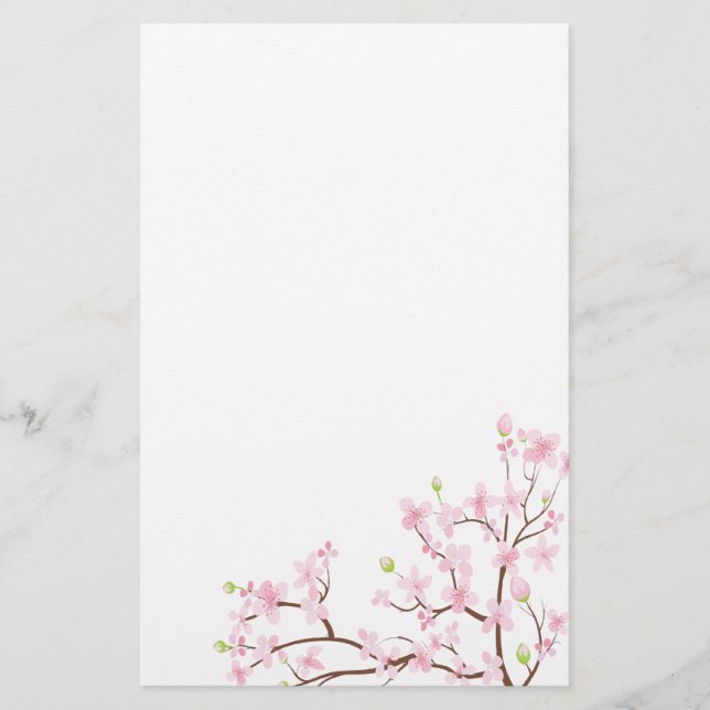 Papelería Estacionamiento de flores de cerezo rosa (Anverso)