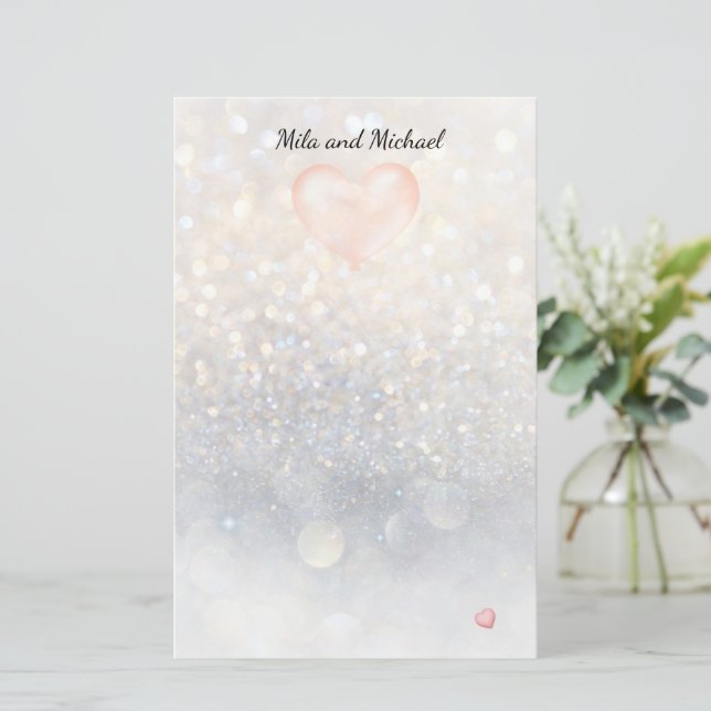 Papelería Estacionamiento de globo de corazón rosado (Anverso de pie)