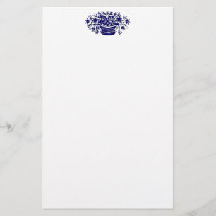 Papelería Estacionamiento de la cesta de flores azul vintage