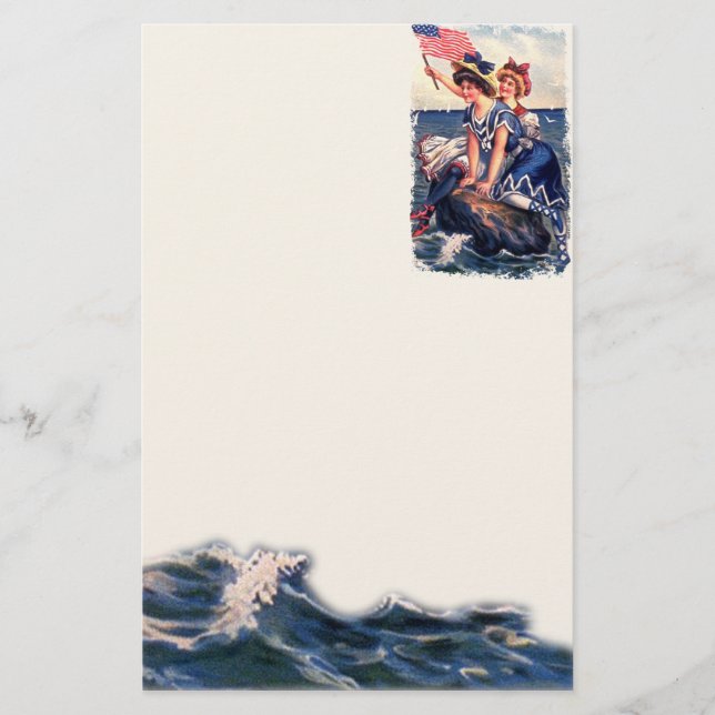 Papelería Estacionamiento de Nadadores Patrióticos Vintage (Anverso)