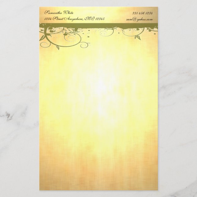 Papelería Estacionamiento de oro con bañeras verdes (Anverso)