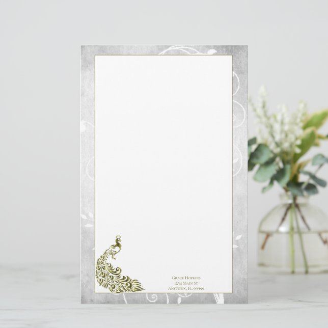 Papelería Estacionamiento de pavo real de oro (Anverso de pie)