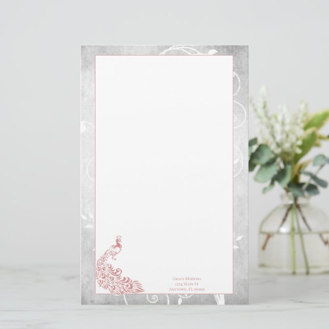 Papelería Estacionamiento de pavo real rosado (Anverso de pie)