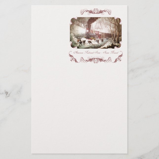 Papelería Estacionamiento de trenes Snowbound (Anverso)