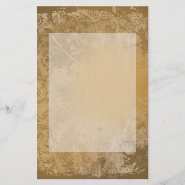 Papelería Estacionamiento floral de Grunge marrón (Anverso)