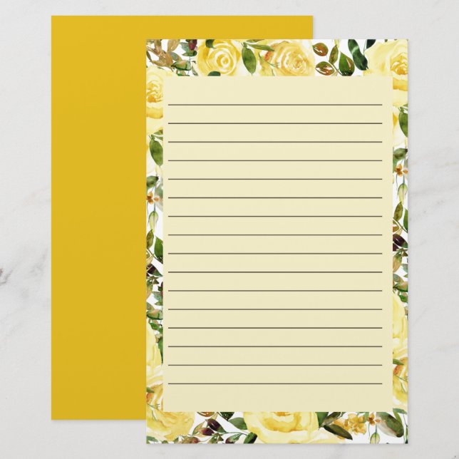 Papelería Estacionamiento floral de primavera amarilla (Anverso / Reverso)