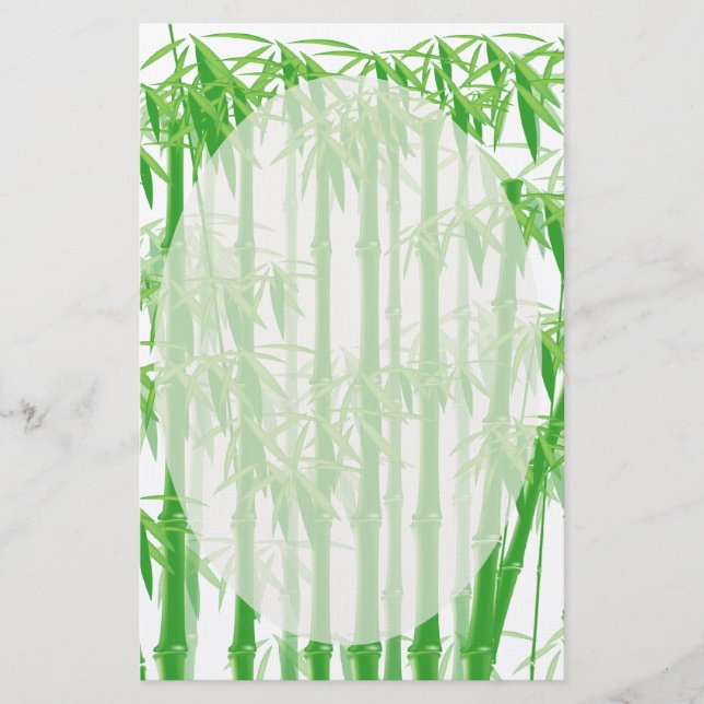Papelería Estacionamiento floral verde de bambú (Anverso)