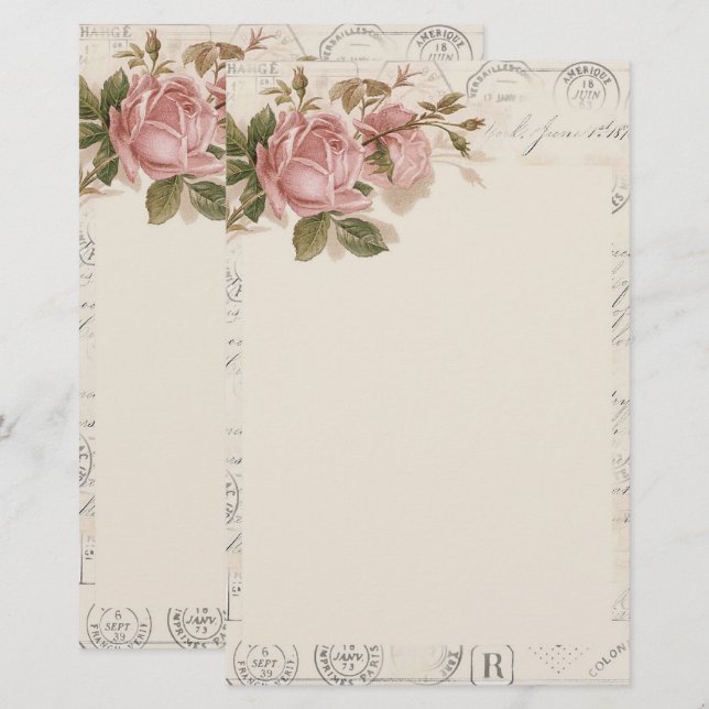 Papelería Estacionamiento floral vintage (Anverso / Reverso)