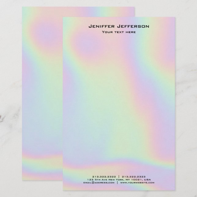Papelería Estacionamiento holográfico de Unicorn (Anverso / Reverso)