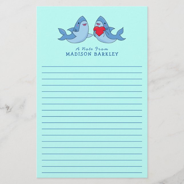 Papelería Estacionamiento kawaii de tiburón (Anverso)