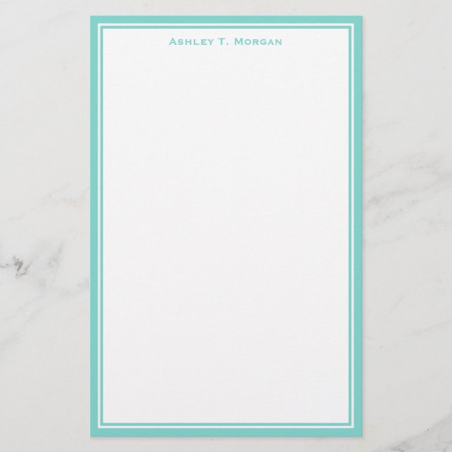 Papelería Estacionamiento personalizado de color blanco turq (Anverso)