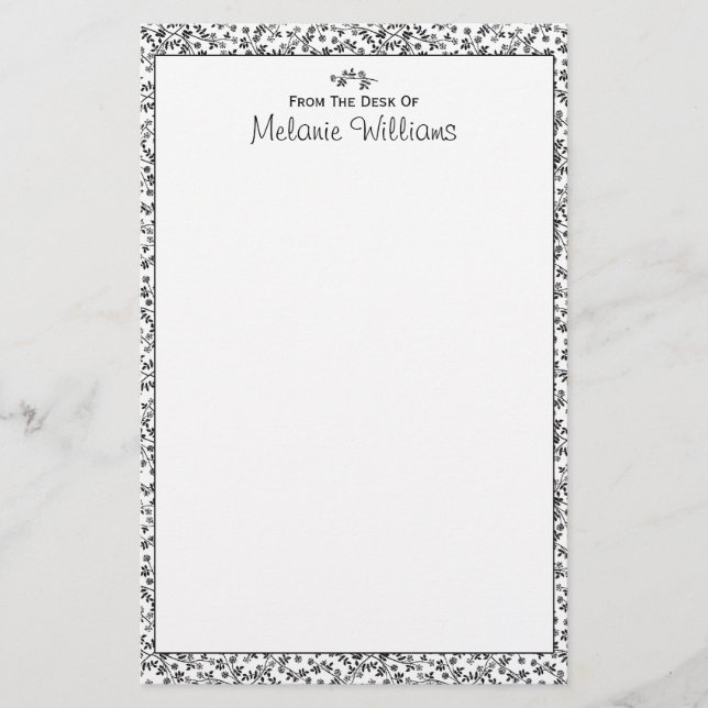 Papelería Estacionamiento personalizado de flores en blanco  (Anverso)