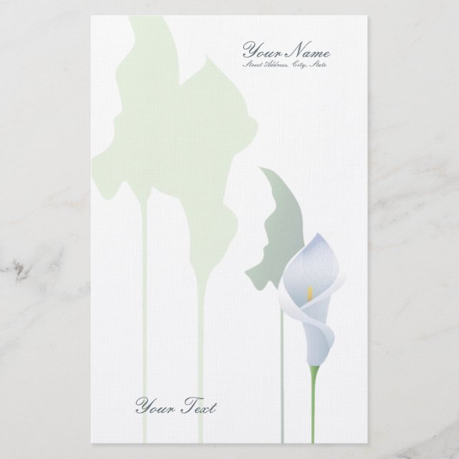 Papelería Estacionario de Calla Lily (Anverso)