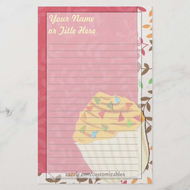 Papelería Estacionario de Confetti Cupcake (Anverso)