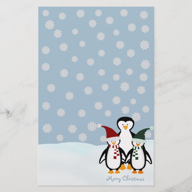 Papelería Estacionario de la familia Pingüino Navidades (Anverso)
