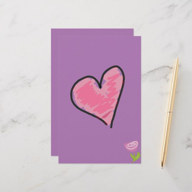 Papelería Estacionario Rosa-corazón (Anverso/Reverso In Situ)