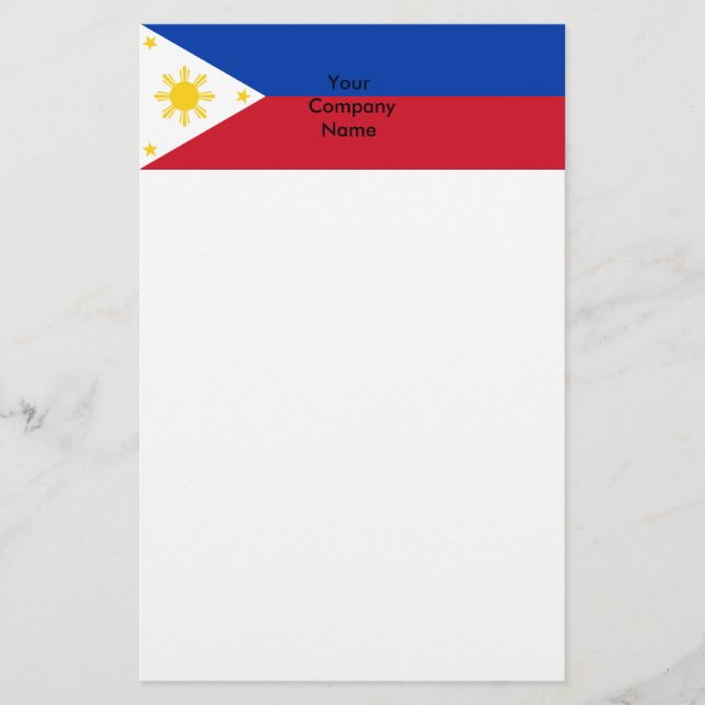 Papelería Estacionería con bandera de Filipinas (Anverso)