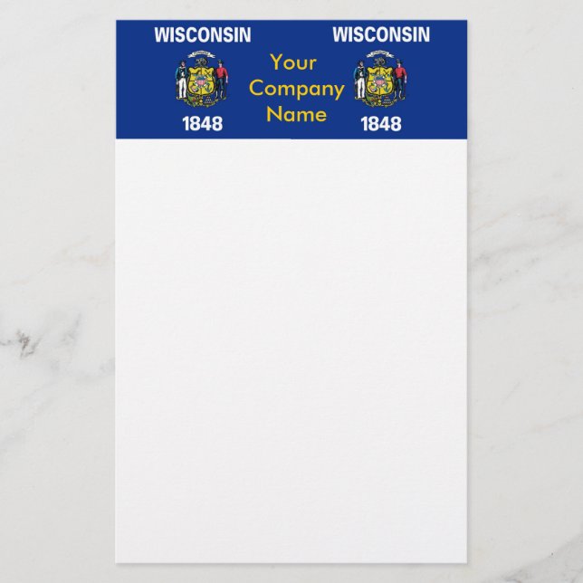 Papelería Estacionería con bandera de Wisconsin (Anverso)