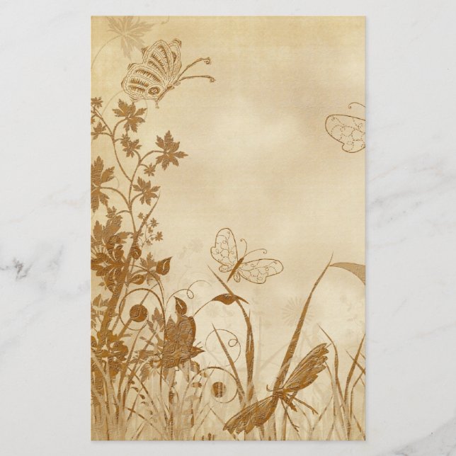 Papelería Estacionería de época con temática de naturaleza e (Anverso)