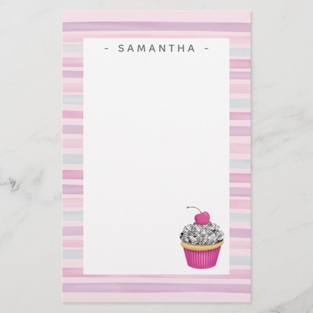 Papelería Estacionería personalizada de pastel rosa (Anverso)