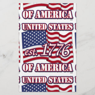 Papelería Estados Unidos de América est 1776 con bandera de