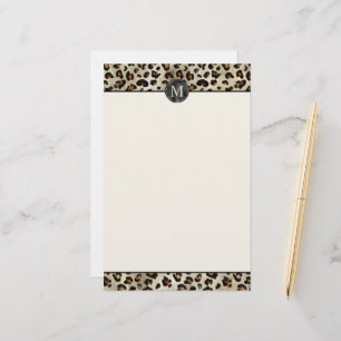 Papelería Estampado de animal de leopardo con monograma de l
