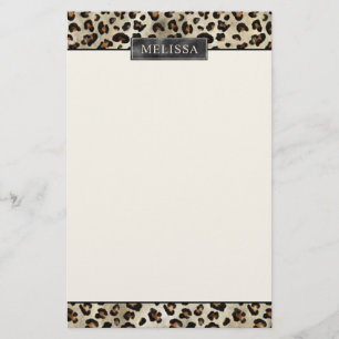 Papelería Estampado De Animal Leopardo Con Hojalata Negra Fa