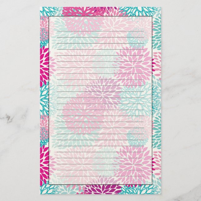 Papelería Estampado de flores brillante 2 (Anverso)