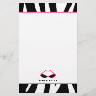 Papelería Estampado de zebra y gafas de sol rosadas retras