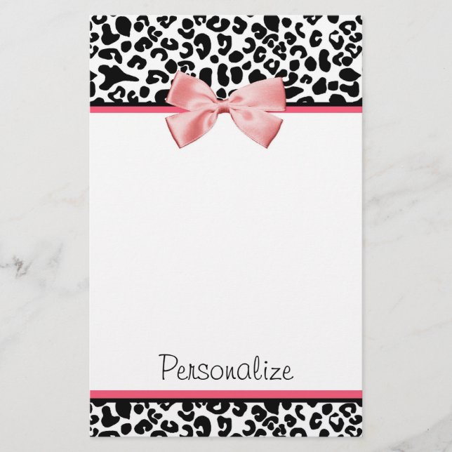 Papelería Estampado leopardo de moda y cinta rosada con (Anverso)