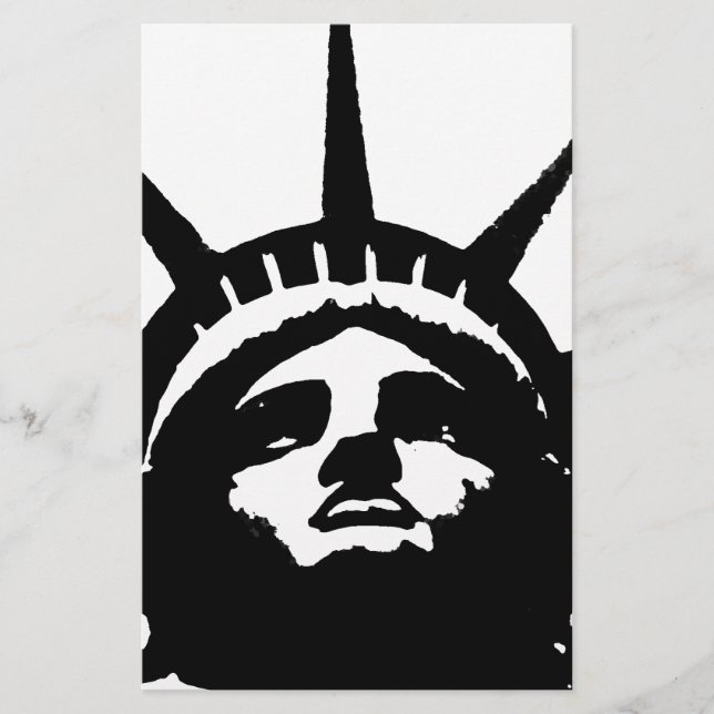 Papelería Estatua de la Libertad Pop Art Blanco y Negro (Anverso)