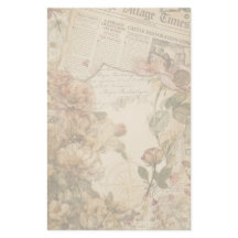 Estética Floral de Periódico Antiguo Escritura de