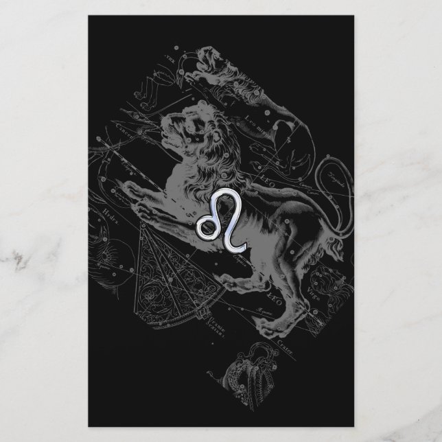 Papelería Estilo cromado Leo Zodiac Map Hevelius 1690 (Anverso)