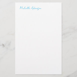 Papelería Estilo Retro Elegante Llano Azul Claro Blanco