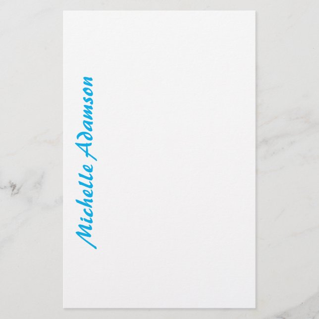 Papelería Estilo Retro Elegante Llano Azul Claro Blanco (Anverso)